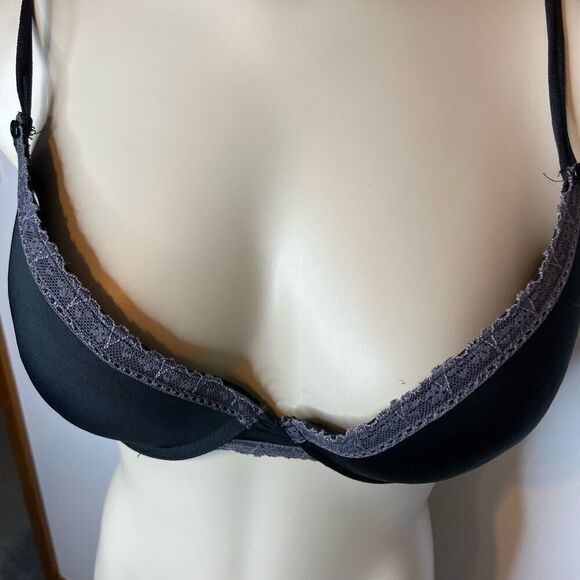 NEW Izod Bra 38C Black Padded Lined Underwire Solid Intimates Underwear Lace - Picture 2 of 6